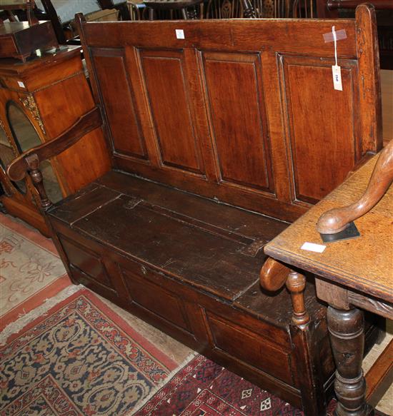 18th century panelled oak settle